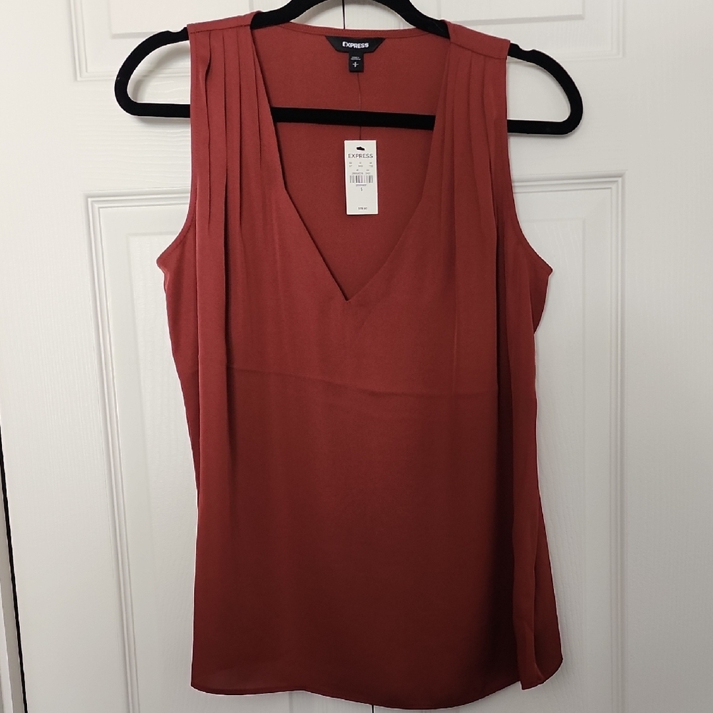 Express Women's Sleeveless V-Neck Top - Terracotta